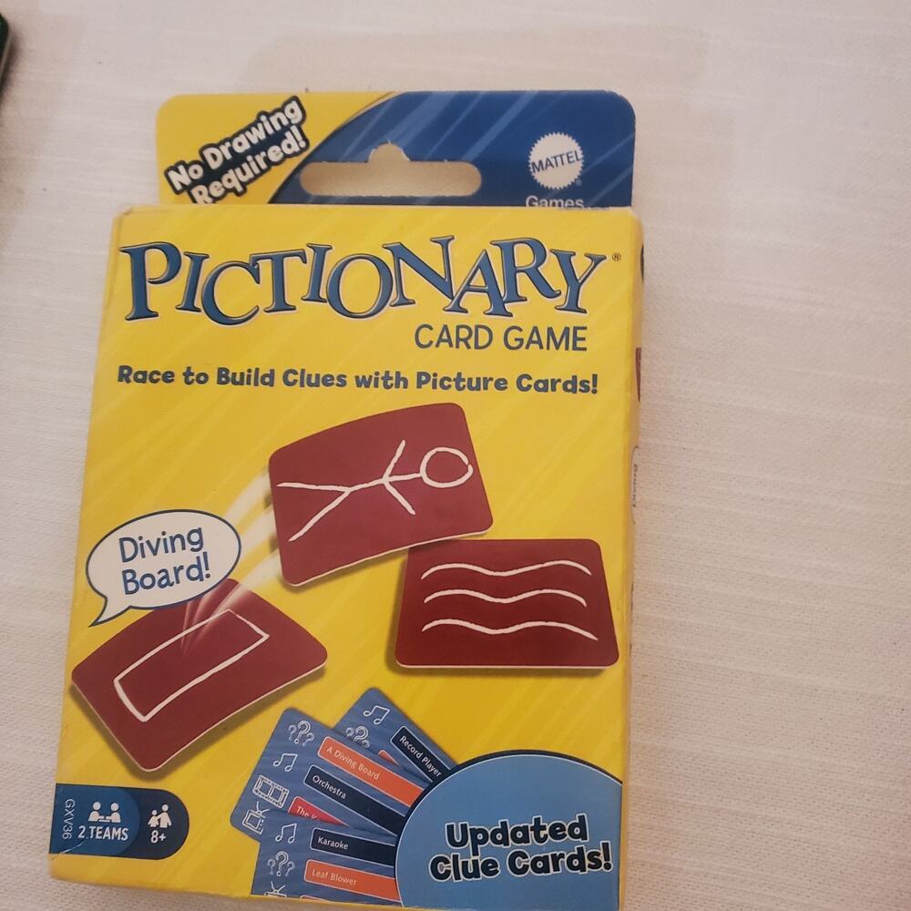 Mattel Pictionary Card Game Travel Size Family Game Night Quick Draw Game